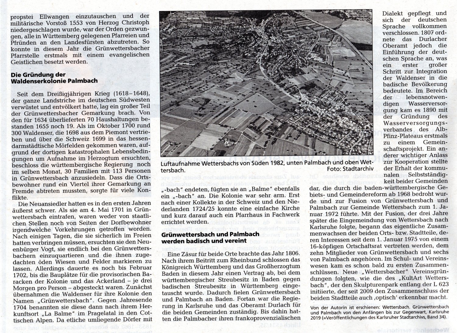 "Zur Geschichte von Wettersbach" von Katja Förster, Stadtzeitung Karlsruhe am 26.06.2020 "Zur Geschichte von Wettersbach" von Katja Förster, Stadtzeitung Karlsruhe am 26.06.2020